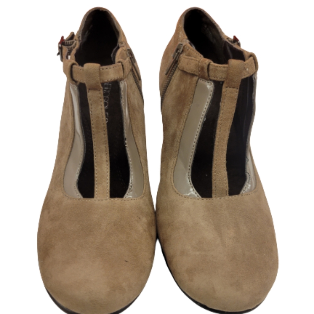 Aerosoles Alumni Faux Suede Mary Jane Shoe Ankle Bootie Taupe Gray/Brown Size 6
